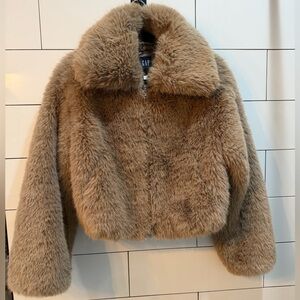 GAP Warm Brown Faux Fur Coat